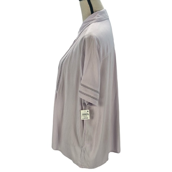 Style & Co Short Sleeve Button Down Blouse - Purple - size Large - Picture 4 of 8